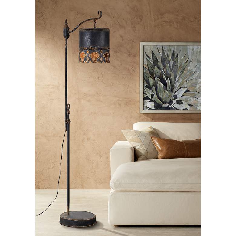 Image 1 Rosaline Rustic Black Arc Reading Floor Lamp