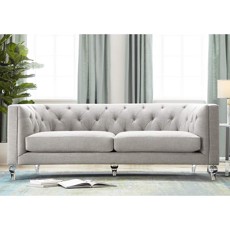 Image 1 Rosalyn 87 inch Wide Gray Tufted Upholstered Sofa