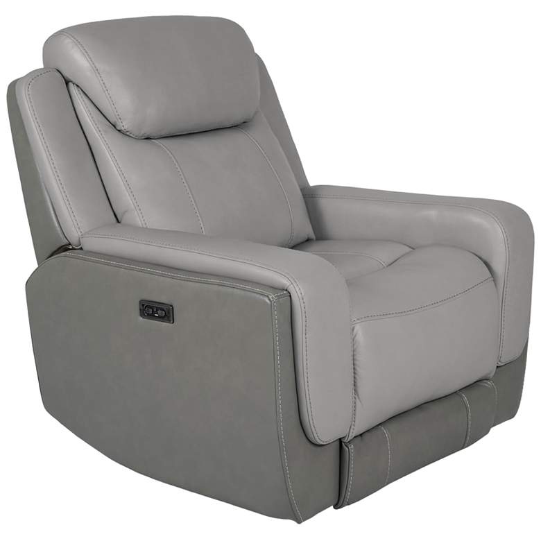 Image 1 Rosalyn Zero Gravity Power Recliner in Silver and Gray Leather
