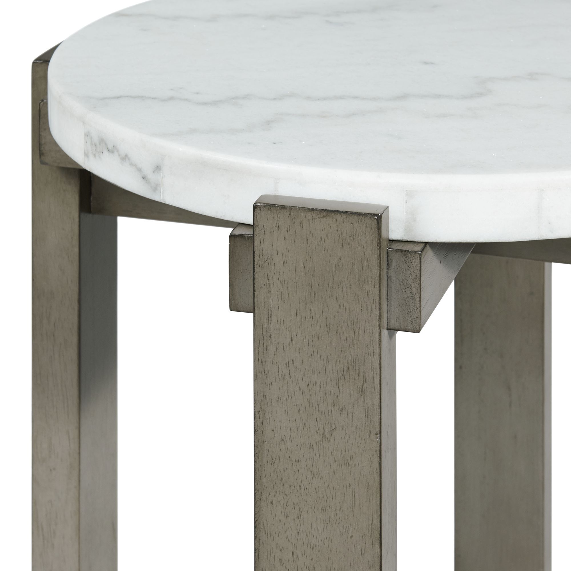 Image 3 Rosamel 24" Wide Marble and Ash Brown Round End Table more views