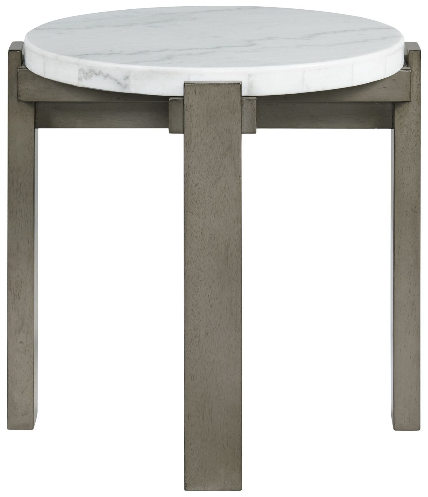 Image 5 Rosamel 24" Wide Marble and Ash Brown Round End Table more views