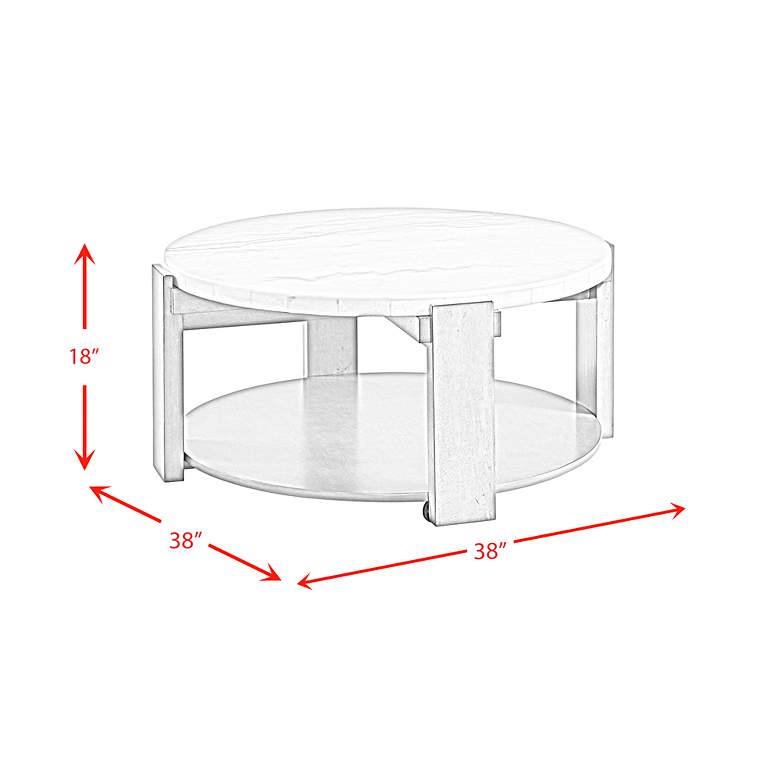 Image 6 Rosamel 38" Wide Marble and Ash Brown Round Coffee Table more views