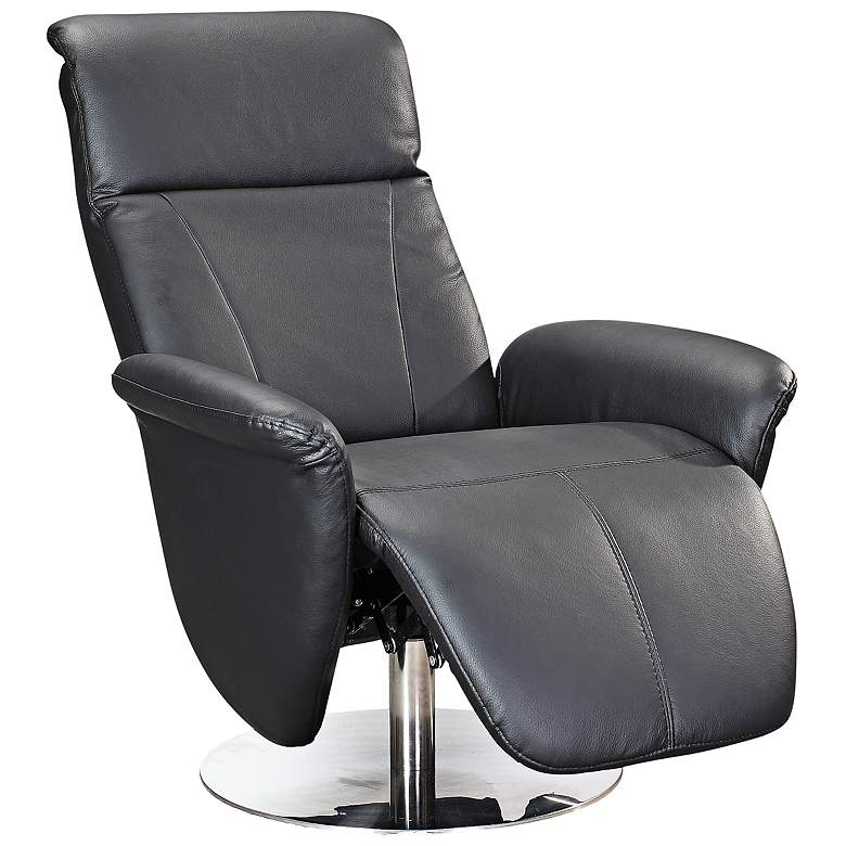 Image 1 Rosana Black Leather Upholstered Swivel Recliner Armchair