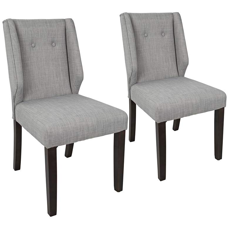 Image 1 Rosario Gray Fabric Button-Tufted Dining Chair Set of 2
