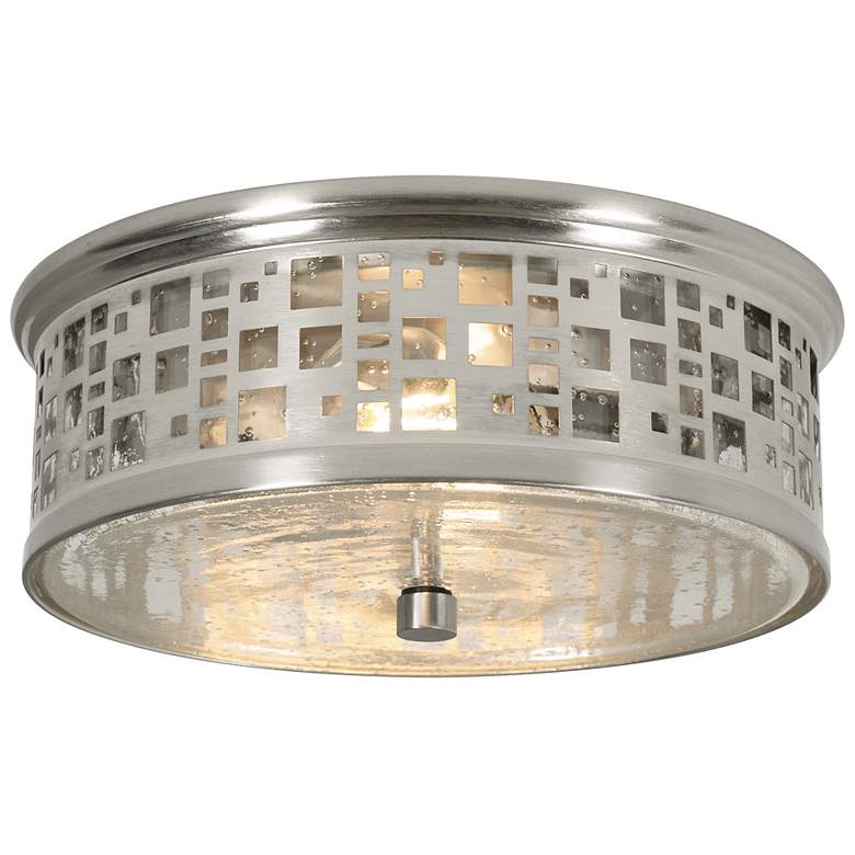 Image 3 Roscoe 11" Wide Satin Nickel Drum Ceiling Light