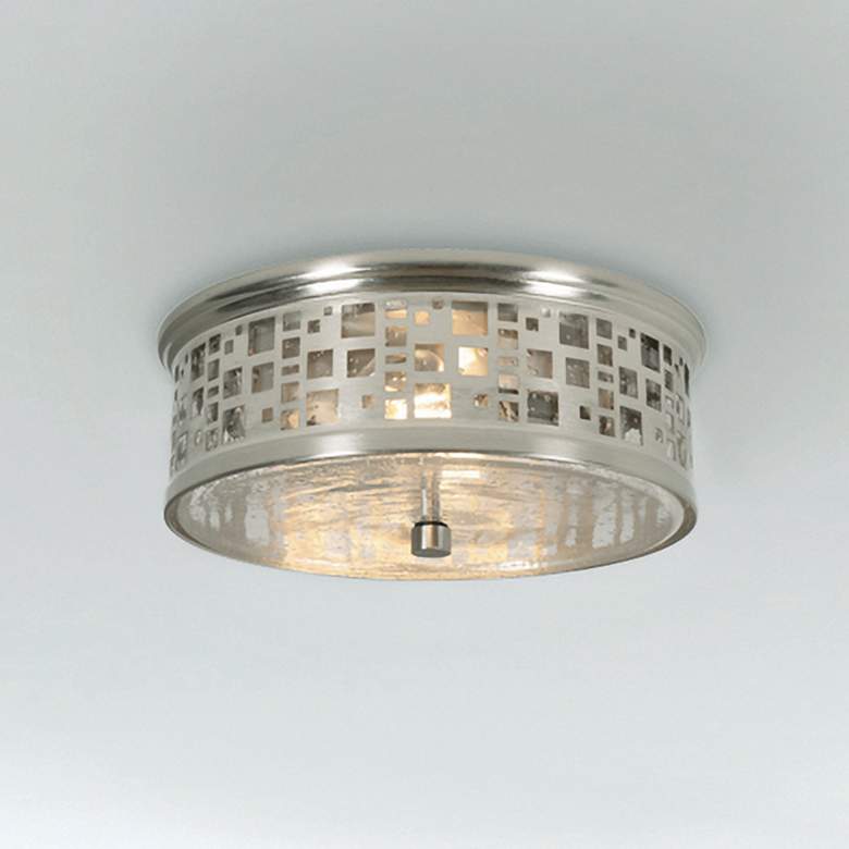 Image 2 Roscoe 11" Wide Satin Nickel Drum Ceiling Light