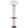 Roscoe Bronze Twin Pole Floor Lamp with Tray Table and USB