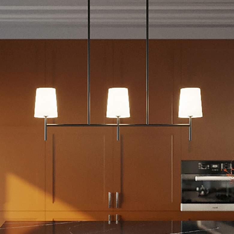 Image 1 Rose 36" Wide 3-Light Candelabra Base Black Linear Pendant