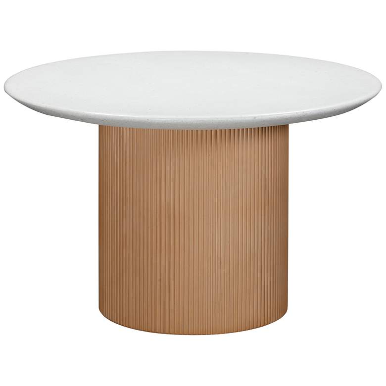 Image 2 Rose 47 inchW White Terrazzo Terracotta Outdoor Dining Table