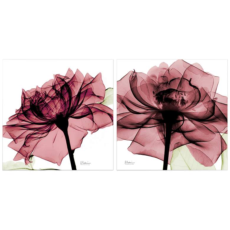 Image 3 Rose 48 inch Wide Free Floating 2-Piece Glass Wall Art Set