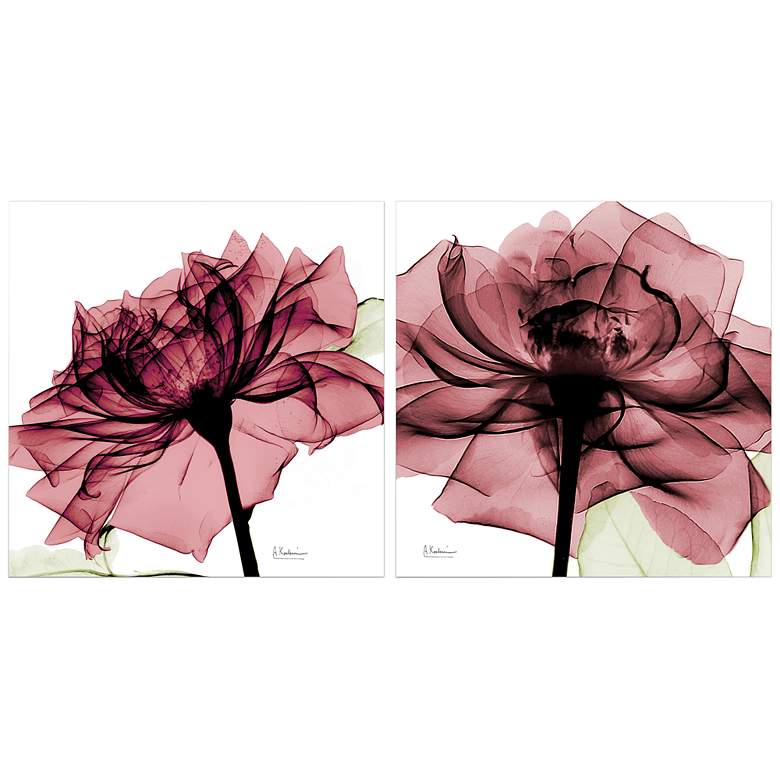 Image 3 Rose 48" Wide Free Floating 2-Piece Glass Wall Art Set