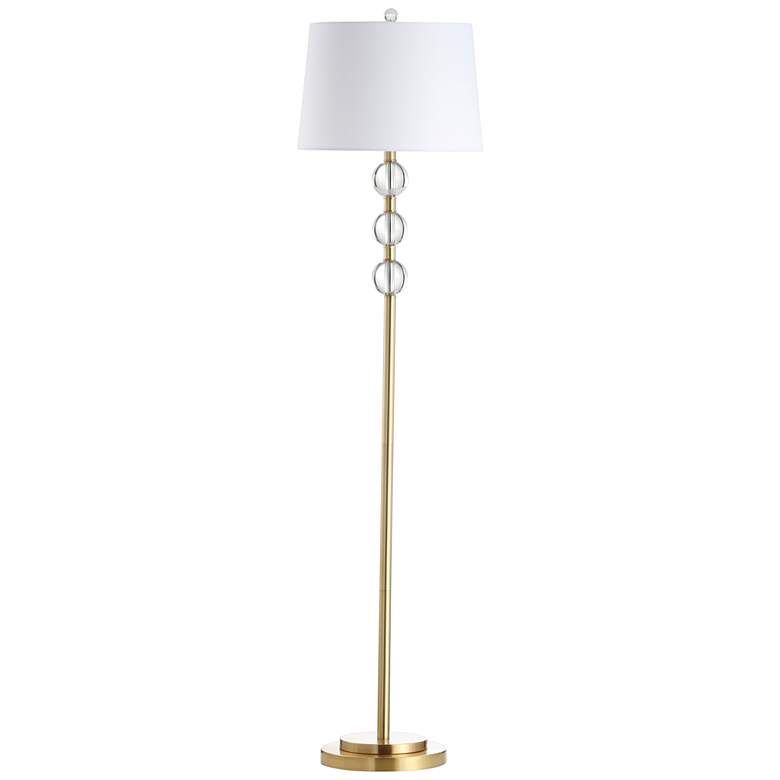 Image 2 Rose 62.5 inch High Aged Brass Crystal Floor Lamp With White Shade