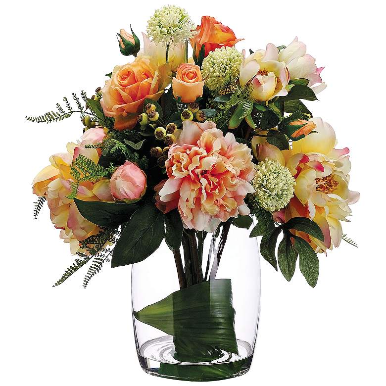 Image 1 Rose and Allium 19 inch High Faux Floral Arrangement 