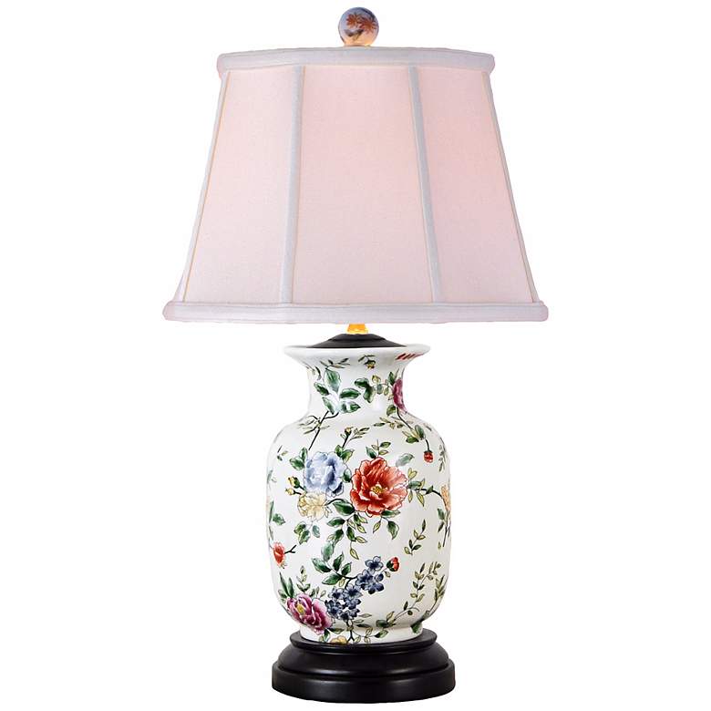 Image 1 Rose and Floral Urn Porcelain Table Lamp