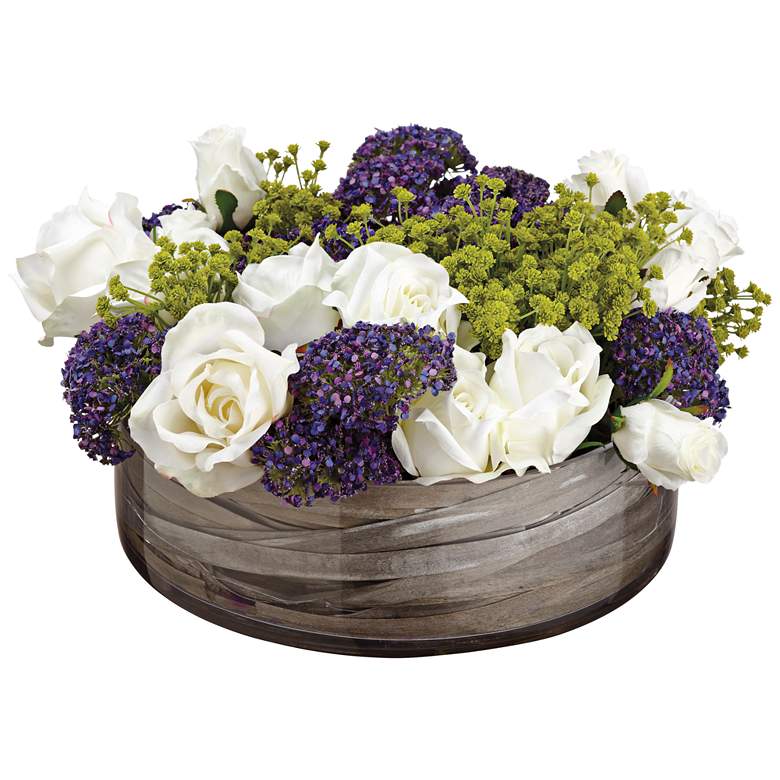 Image 1 Rose and Queen Anne&#39;s Lace 8 inch High Faux Flowers in Pot