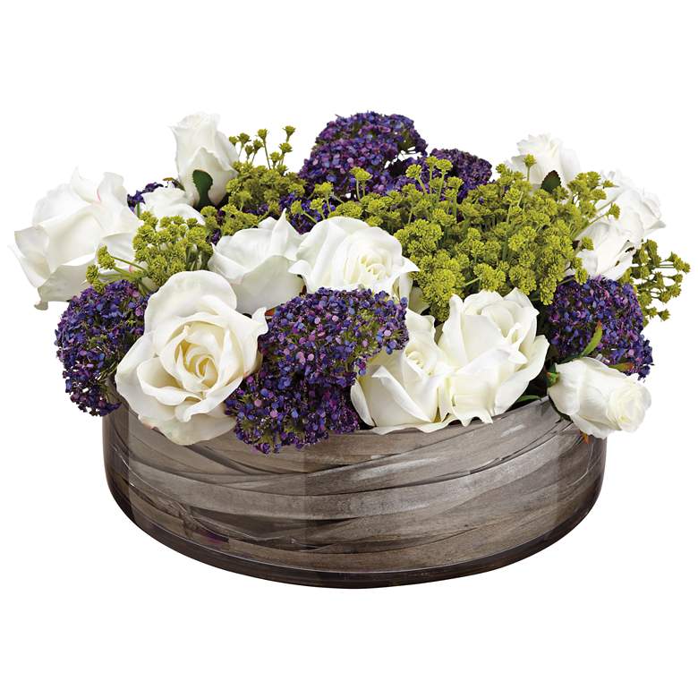 Image 1 Rose and Queen Anne's Lace 8" High Faux Flowers in Pot