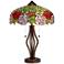 Rose Bloom Tiffany Style Art Glass Harpo Iron Table Lamp