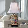 Thumbnail1 of Rose Canton 25" Asian Court Flat Jar Hand-Painted Porcelain Table Lamp