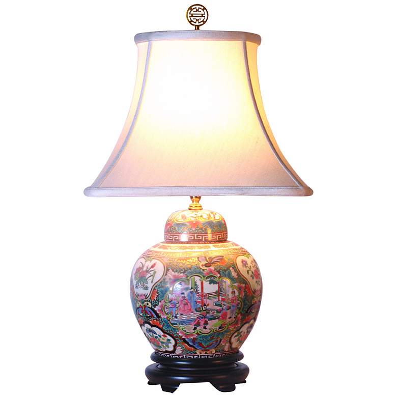Image 1 Rose Canton Porcelain Melon Jar Table Lamp