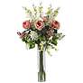 Rose, Delphinium and Lilac Pink 38" High Faux Floral Bouquet