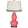 Rose Double Gourd Table Lamp with Scallop Lace Trim