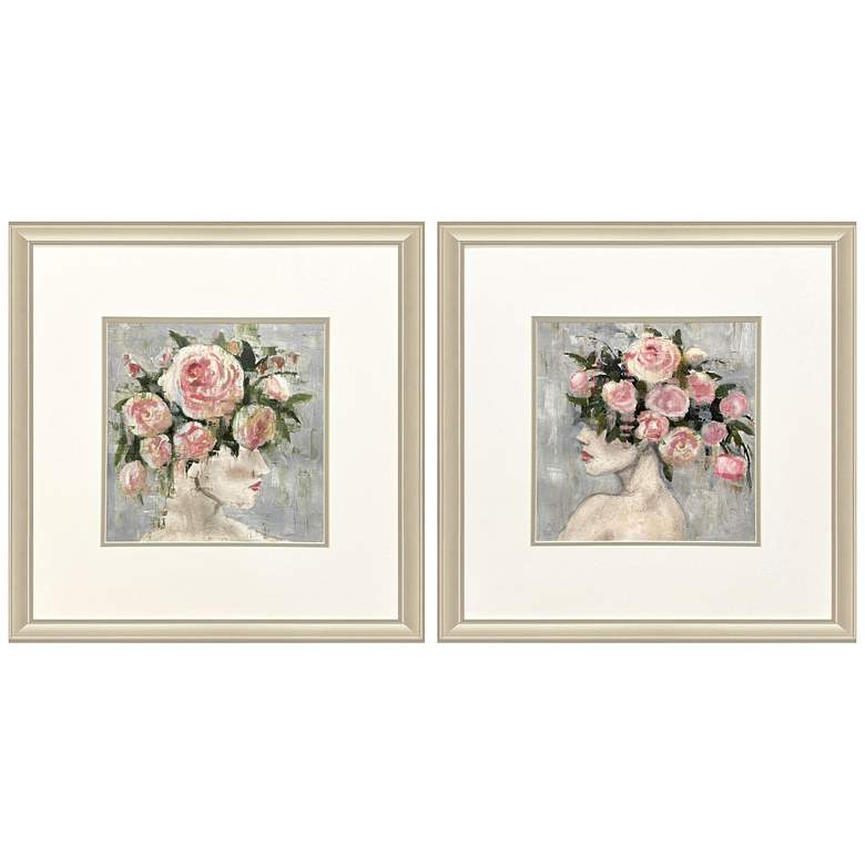 Image 1 Rose Girl 22"W x 22"H Framed Art Set of 2