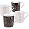 Rose Gold 100 Percent Coffee 4-Piece Porcelain Mug Set
