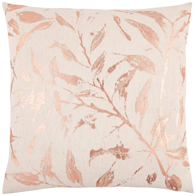 Image 1 Rose Gold and Natural Foil Branches 20 inch Square Throw Pillow