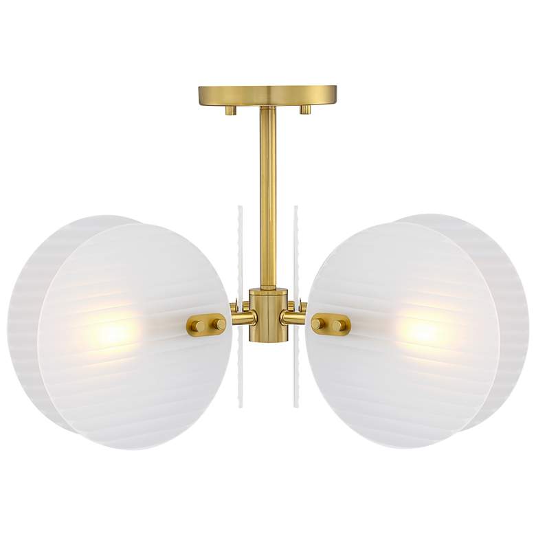 Image 2 Rose Marie 13 in. 2-Light Brushed Gold Mid-Century Modern Semi Flush Mount