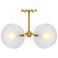 Rose Marie 13 in. 2-Light Brushed Gold Mid-Century Modern Semi Flush Mount