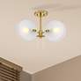 1_Rose Marie 13 in. 2-Light Brushed Gold Mid-Century Modern Semi Flush Mount