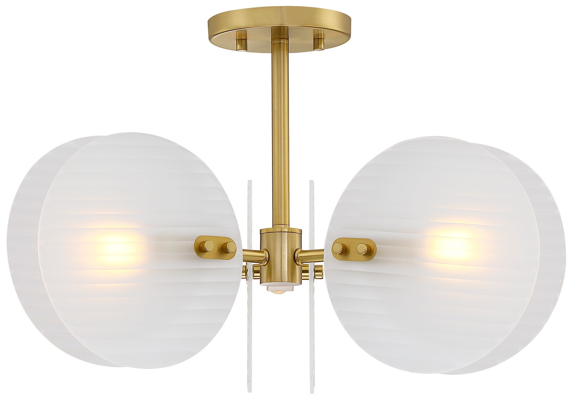 Image 3 Rose Marie 13 in. 2-Light Brushed Gold Mid-Century Modern Semi Flush Mount more views
