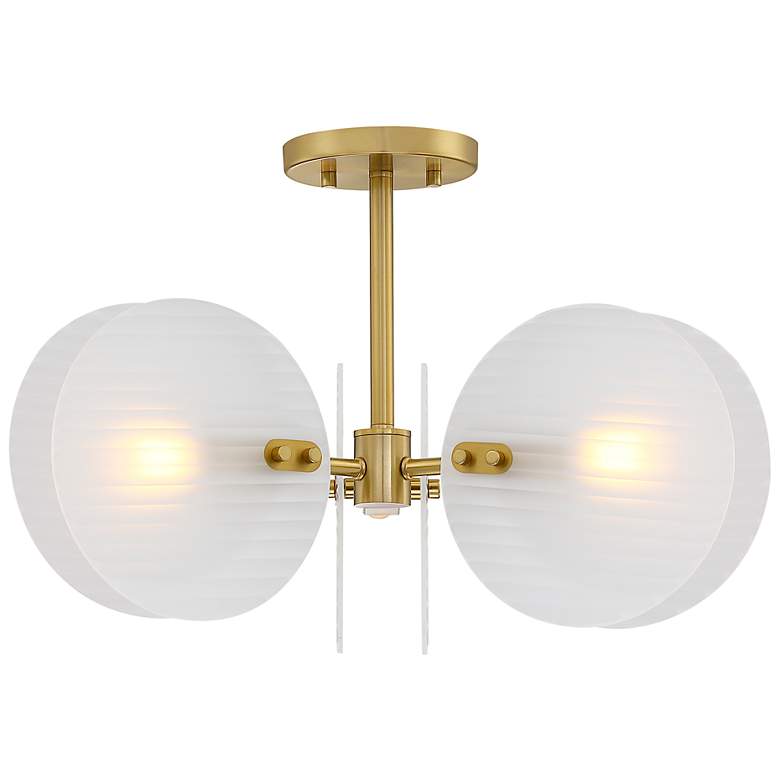 Image 3 Rose Marie 13 in. 2-Light Brushed Gold Mid-Century Modern Semi Flush Mount more views