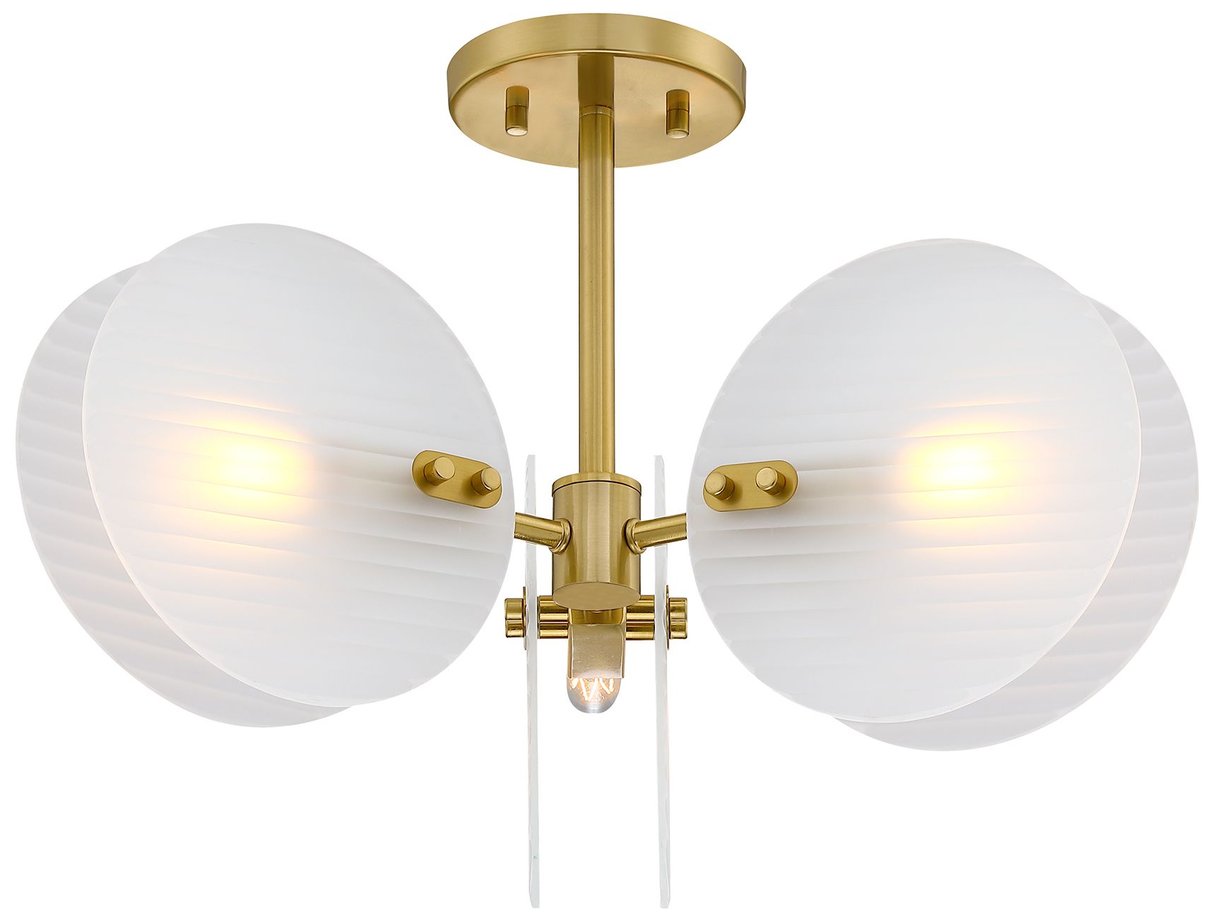 Image 4 Rose Marie 13 in. 2-Light Brushed Gold Mid-Century Modern Semi Flush Mount more views
