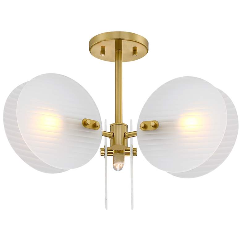 Image 4 Rose Marie 13 in. 2-Light Brushed Gold Mid-Century Modern Semi Flush Mount more views