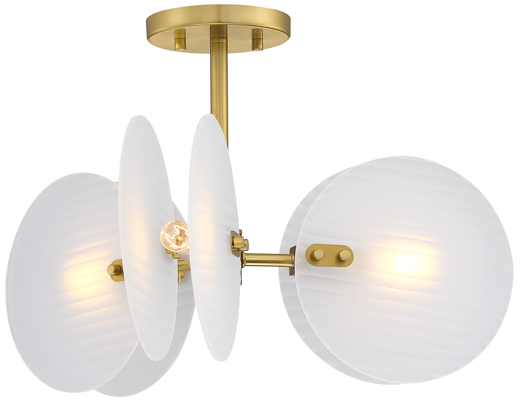 Image 5 Rose Marie 13 in. 2-Light Brushed Gold Mid-Century Modern Semi Flush Mount more views