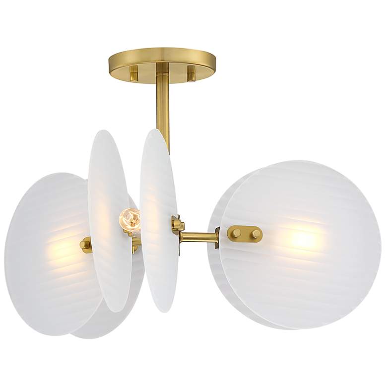 Image 5 Rose Marie 13 in. 2-Light Brushed Gold Mid-Century Modern Semi Flush Mount more views