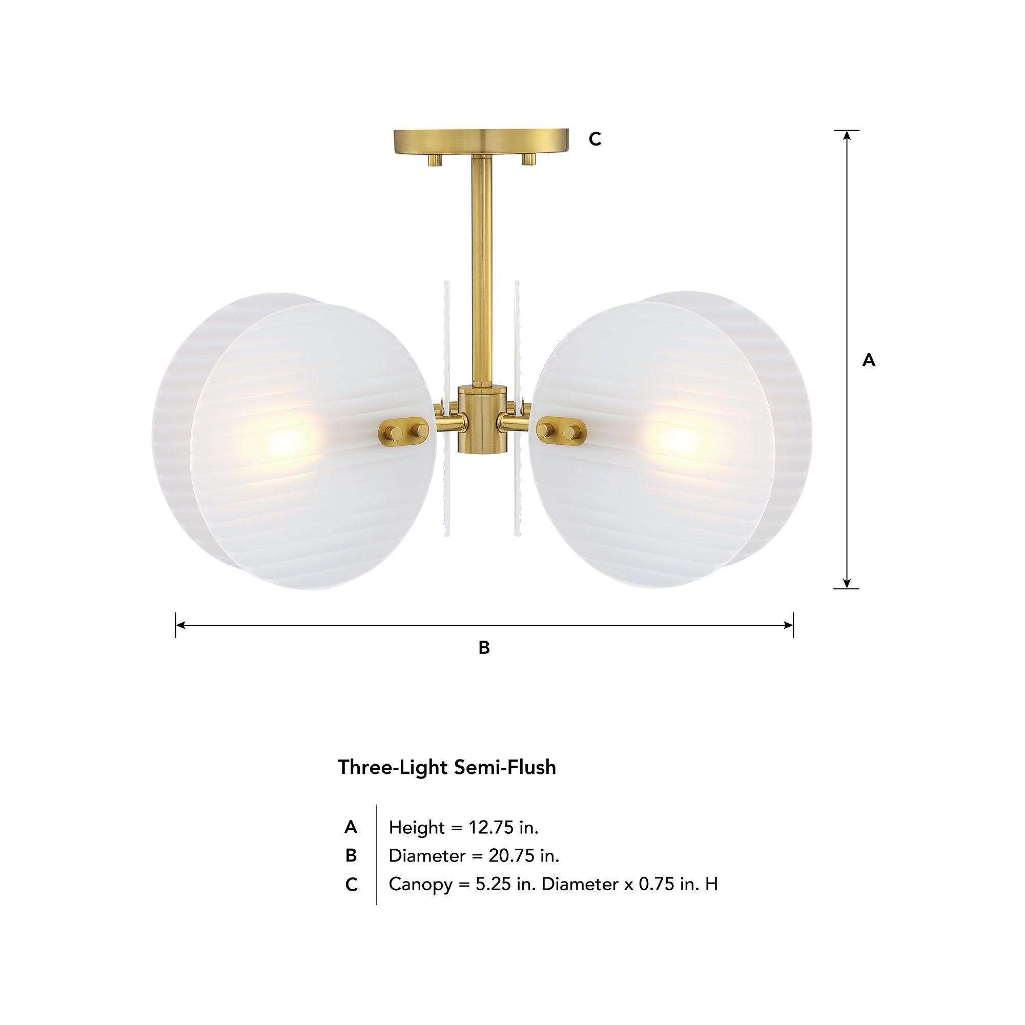 Image 7 Rose Marie 13 in. 2-Light Brushed Gold Mid-Century Modern Semi Flush Mount more views