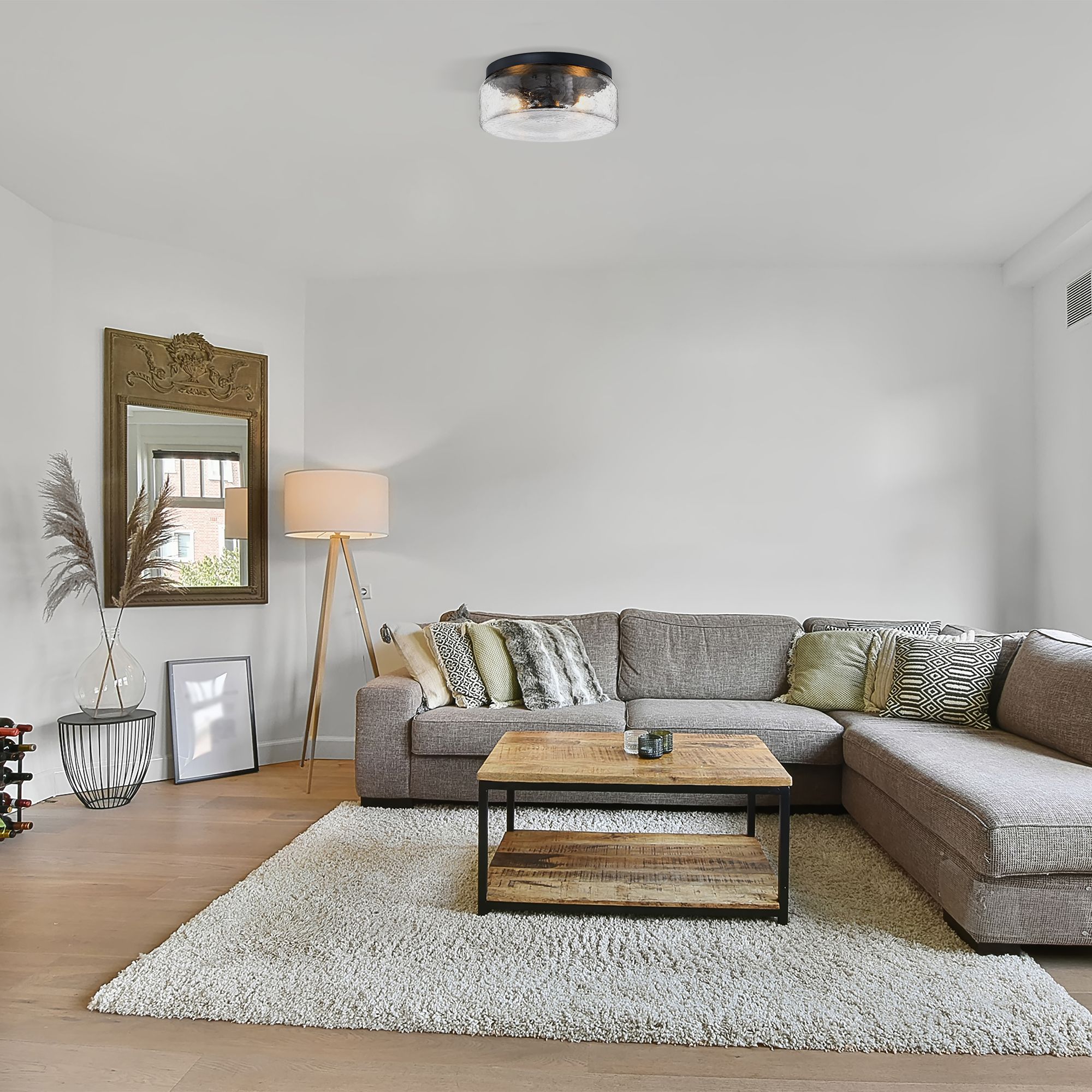 Image 7 Rose Marie 13 in. 2-Light Matte Black Mid-Century Modern Semi Flush Mount more views