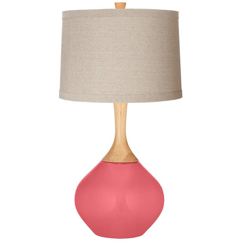 Image 1 Rose Natural Linen Drum Shade Wexler Table Lamp