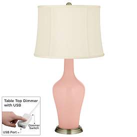 Image1 of Rose Pink Anya Table Lamp with Dimmer
