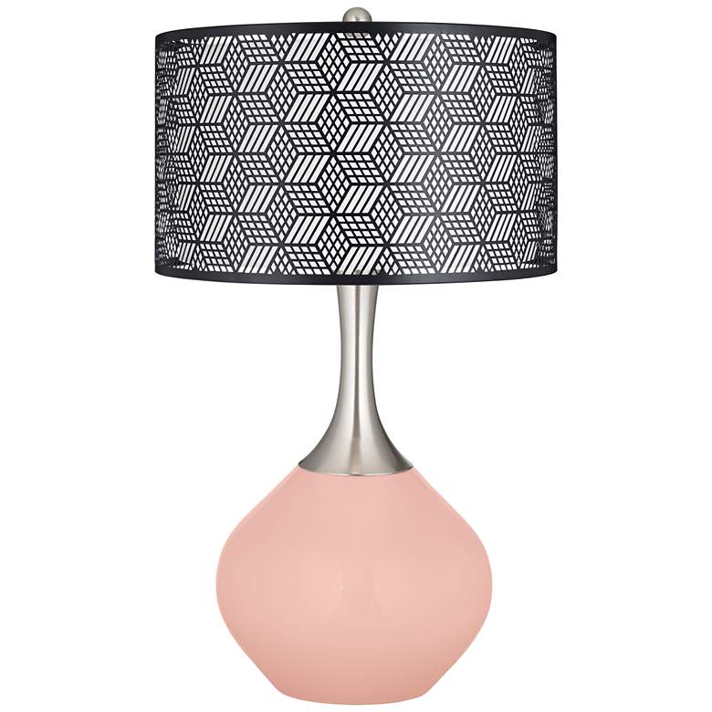 Image 1 Rose Pink Black Metal Shade Spencer Table Lamp