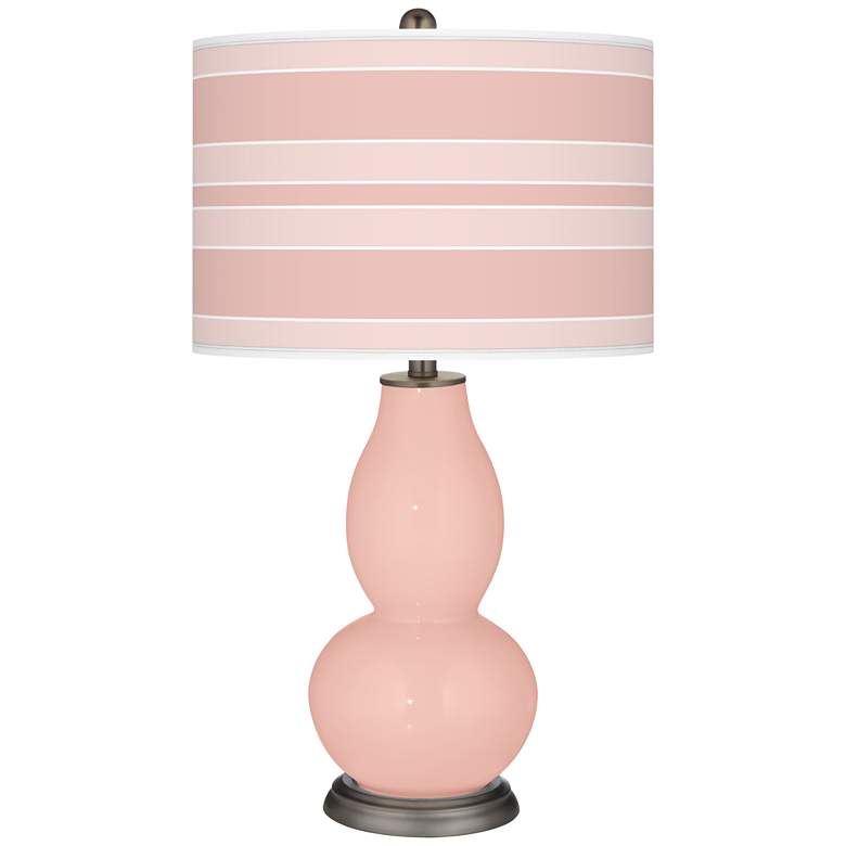 Image 1 Rose Pink Bold Stripe Double Gourd Table Lamp