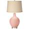 Rose Pink Burlap Drum Shade Ovo Table Lamp