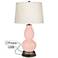 Rose Pink Double Gourd Table Lamp with USB Workstation Base