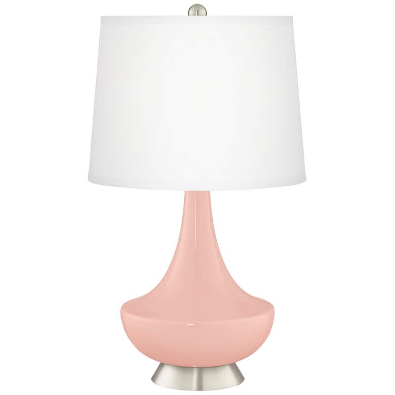 Image 2 Rose Pink Gillan Glass Table Lamp with Dimmer