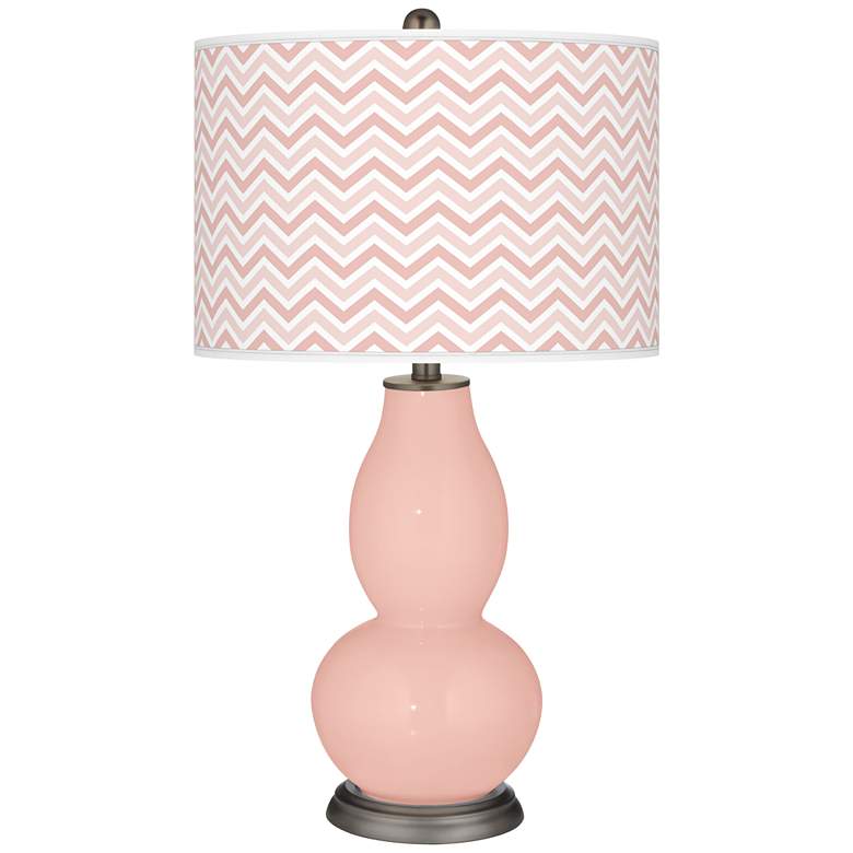 Image 1 Rose Pink Narrow Zig Zag Double Gourd Table Lamp