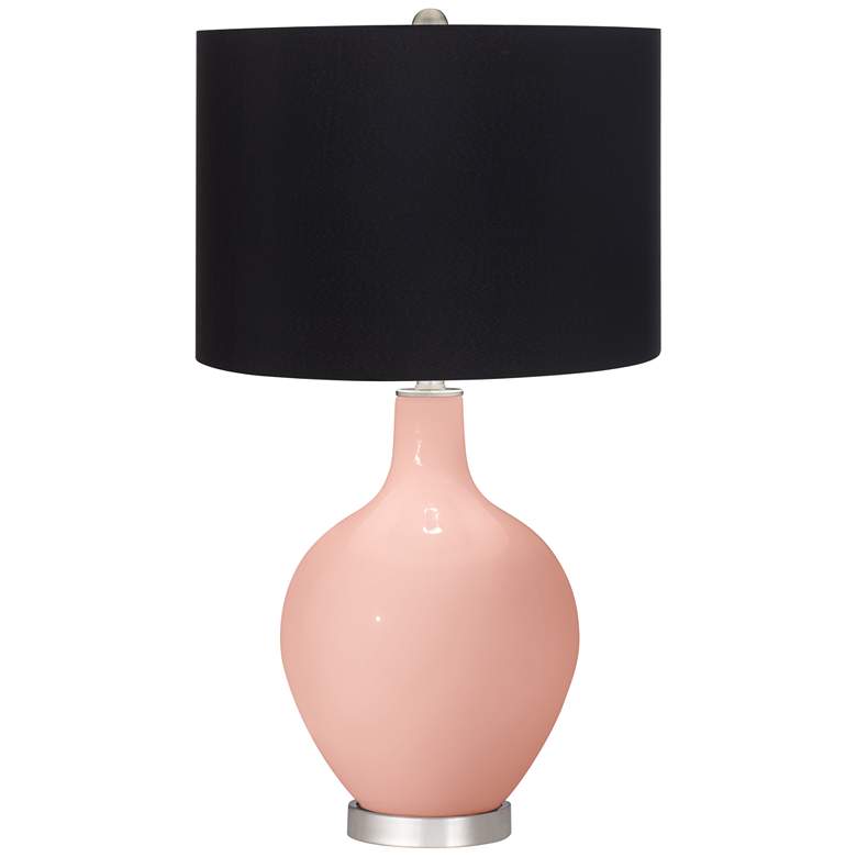 Image 1 Rose Pink Ovo Table Lamp with Black Shade