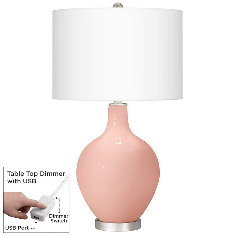 Image 1 Rose Pink Ovo Table Lamp With Dimmer