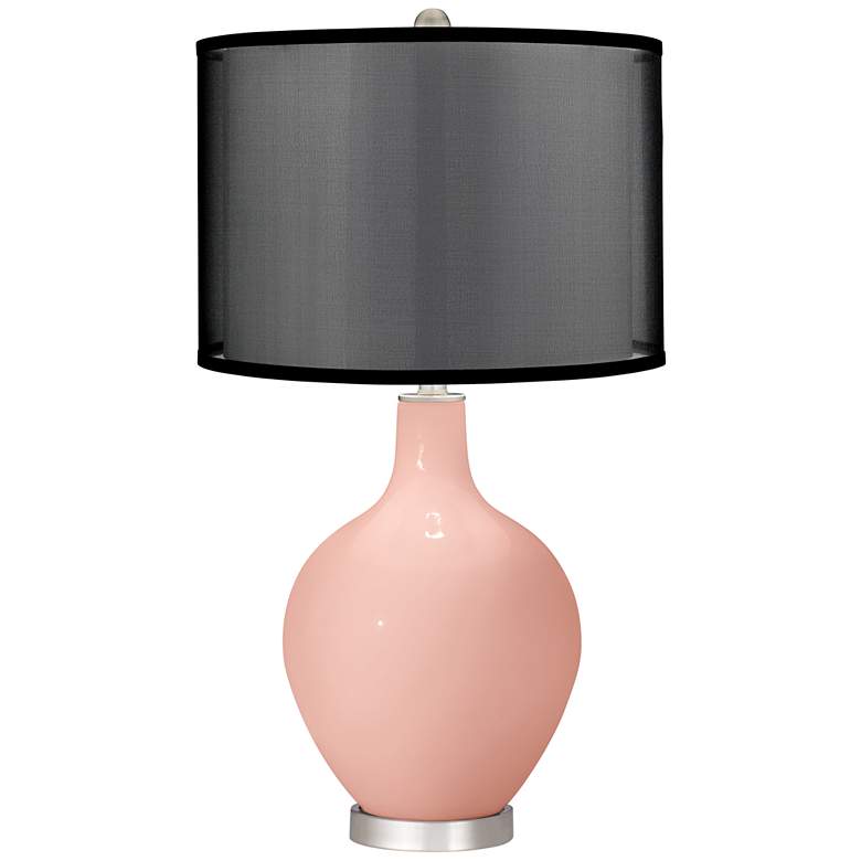 Image 1 Rose Pink Ovo Table Lamp with Organza Black Shade